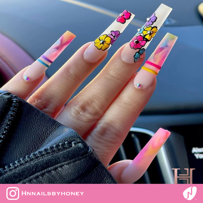 Spring Colorful Flower Nails